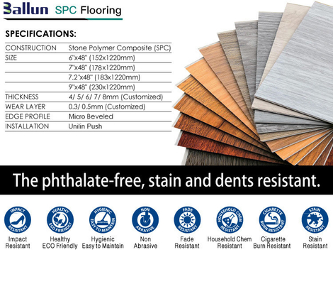 Interlocking Vinyl Plank Tiles for Eco-friendly Waterproof SPC Click Vinyl Flooring